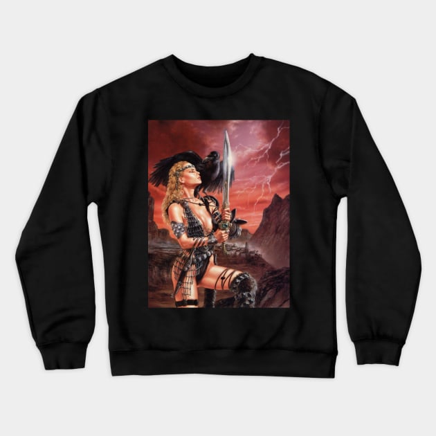 Fantasy Artwork - Red Sonya Crewneck Sweatshirt by Starbase79